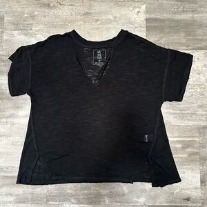 We The Free Black Short Sleeve V-Neck Tee